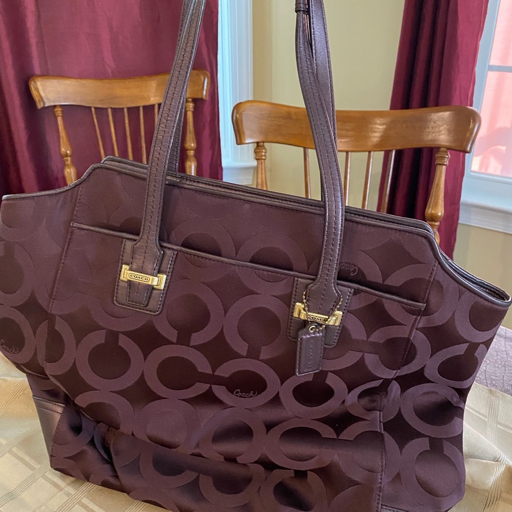 Coach Burgundy Signature Tote Bag
